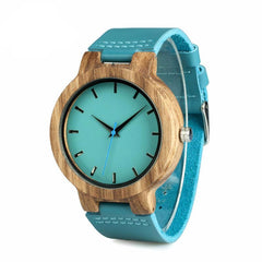 Blue Designed Antique Bamboo Wristwatch