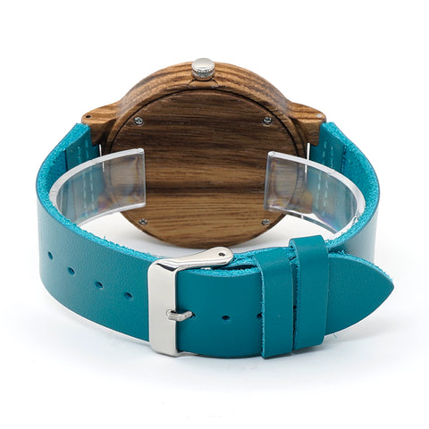 Blue Designed Antique Bamboo Wristwatch
