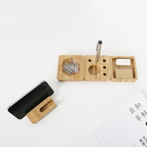 Bamboo Styled Office Desk Organizer