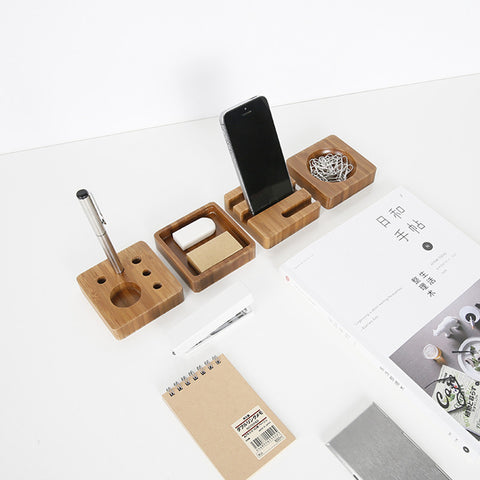 Bamboo Styled Office Desk Organizer