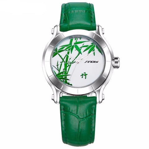 Green Bamboo Women Wristwatch