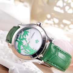 Green Bamboo Women Wristwatch