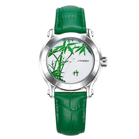 Green Bamboo Women Wristwatch