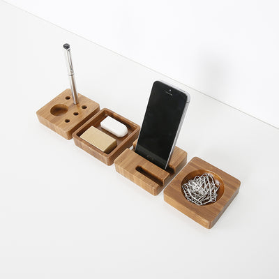 Bamboo Styled Office Desk Organizer